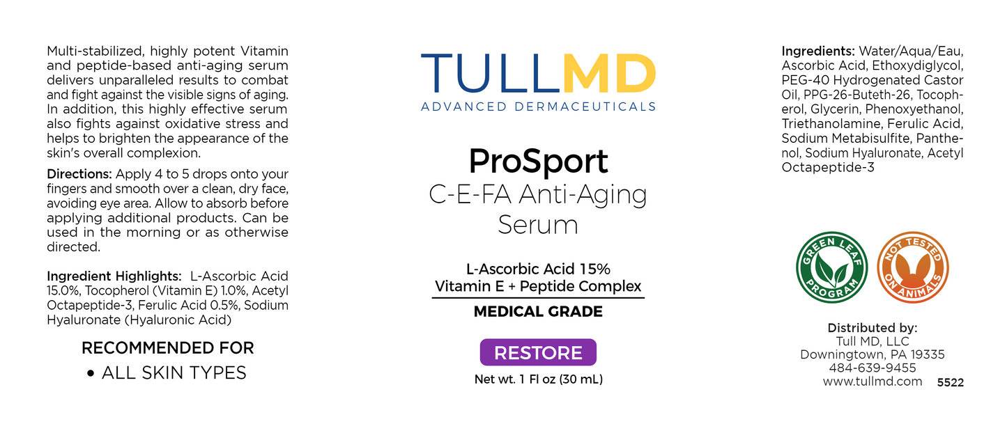 ProSport C-E-FA Anti-Aging Serum label